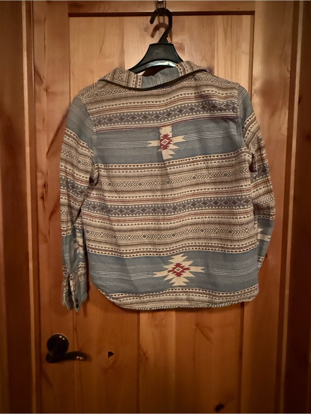 Faherty Aztec Pattern Button-Front Flannel - Blue/Red - Picture 3 of 3